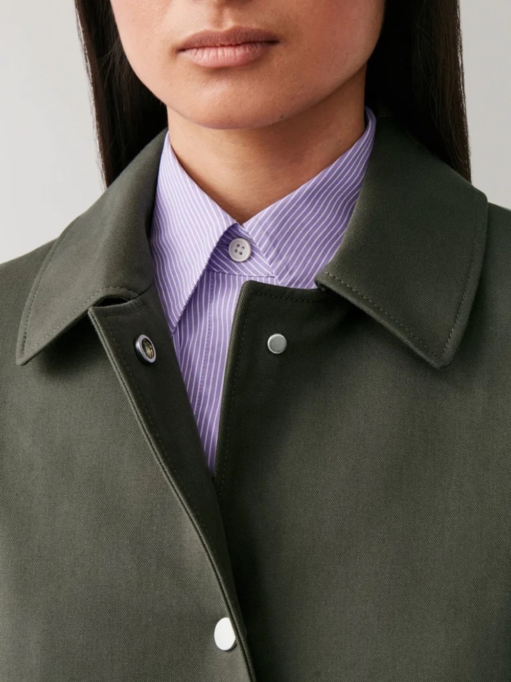 COS Olive-Style Single-Breasted Trench Coat - Picture 3 of 4